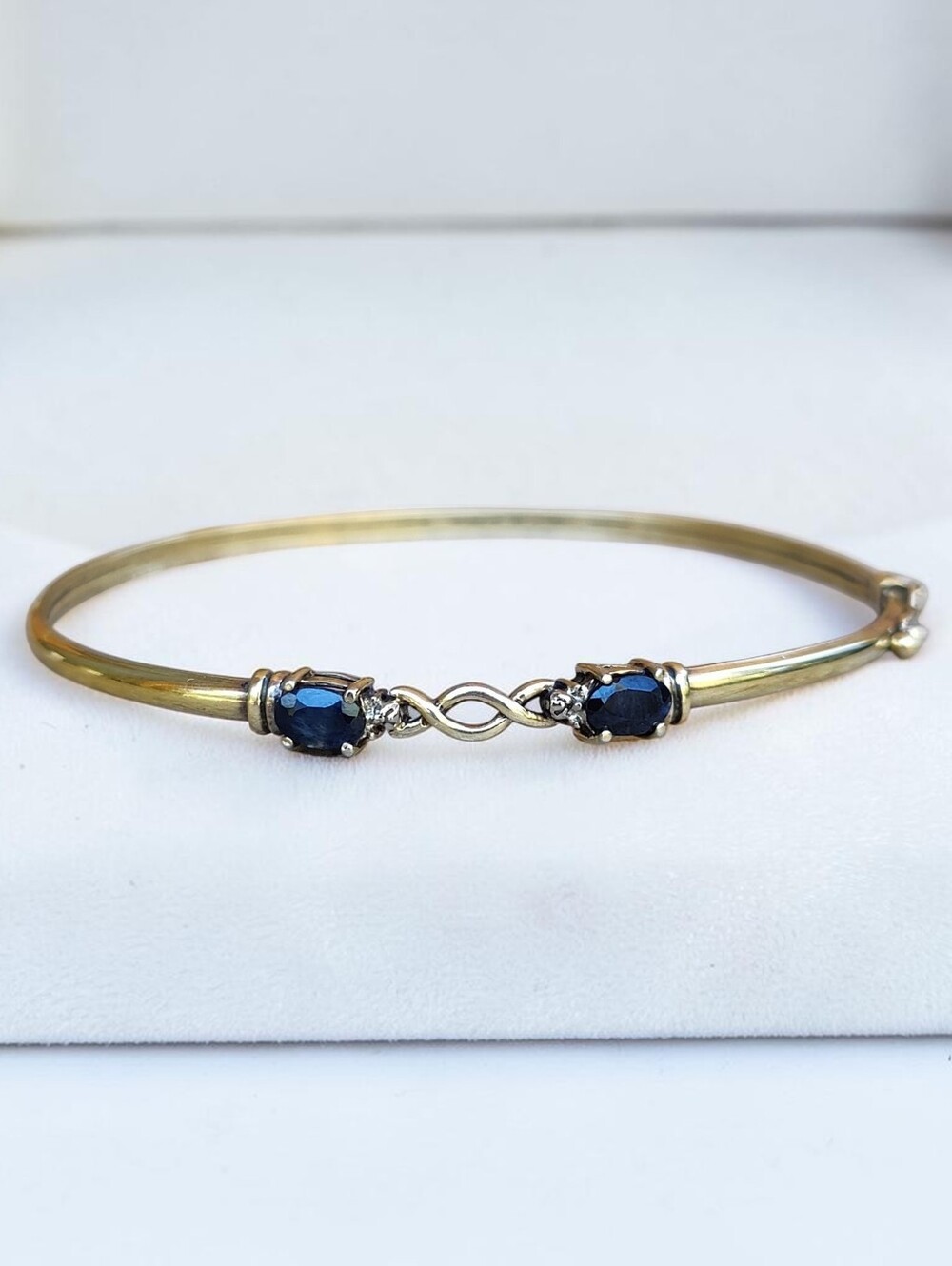 Vintage 14K Vermeil Sterling Silver Blue Sapphire Flex Bracelet